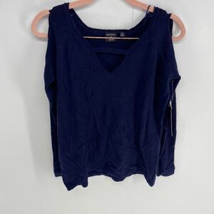 Devotion by Cyrus Womens Eclipse Blue New Cold Shoulder V Neck Sweater XS